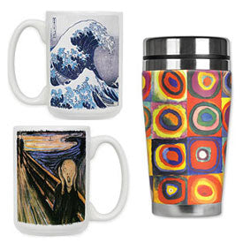 Art Travel Mugs Made in the USA and Art Coffee Mugs