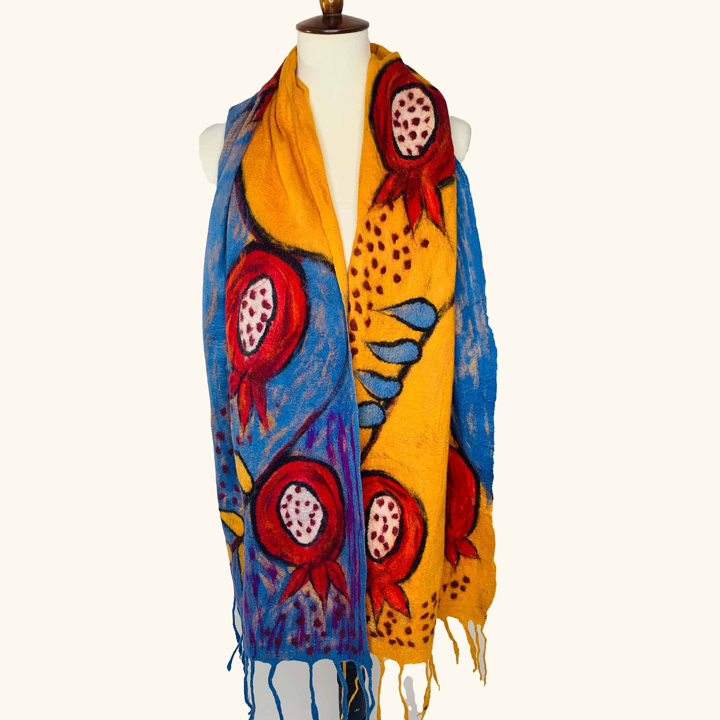 Pomegranate Vine Merino Wool Scarf - Fair Trade Nepal Artisan