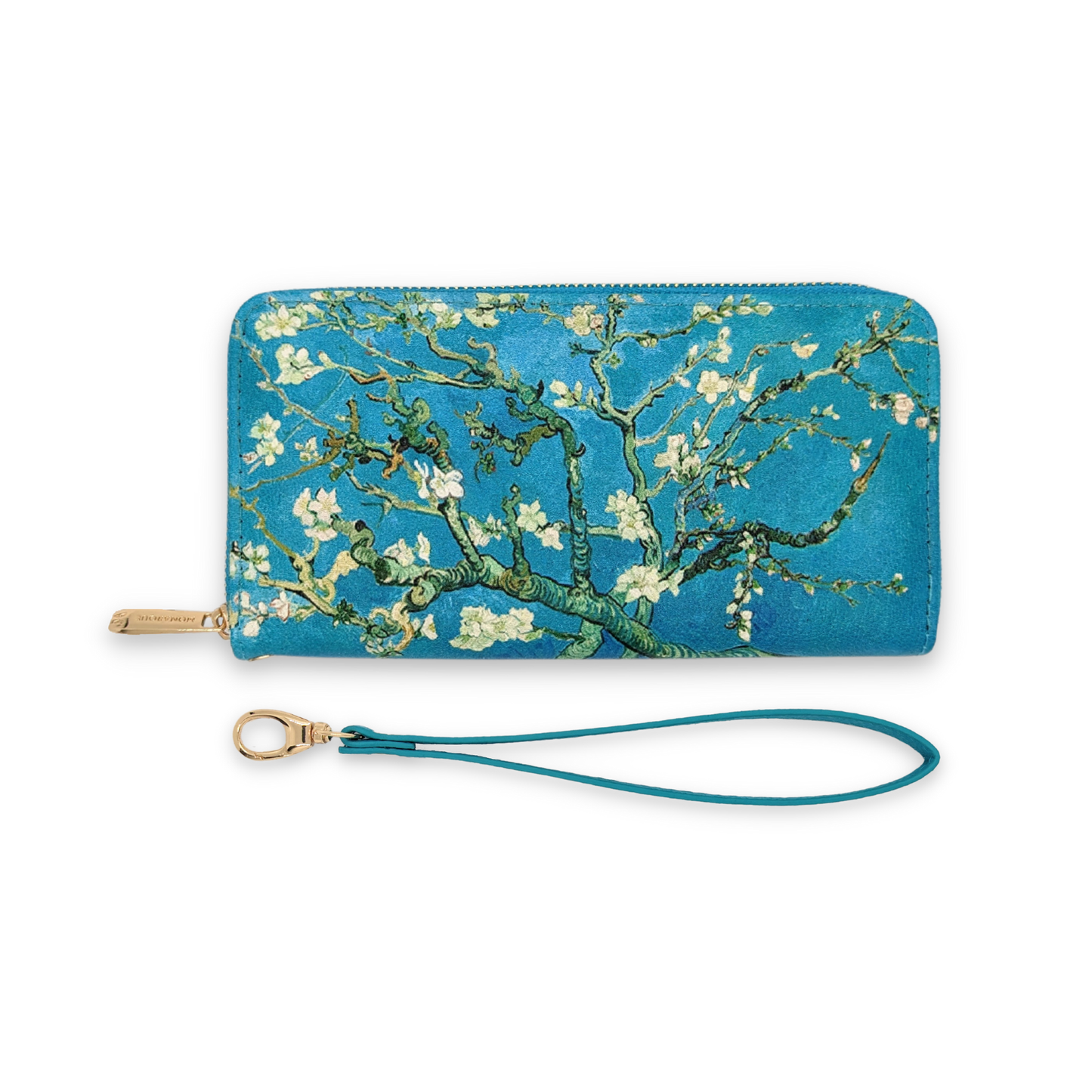 Van Gogh Almond Blossoms Wristlet Wallet - Artistic Vegan Leather Organizer