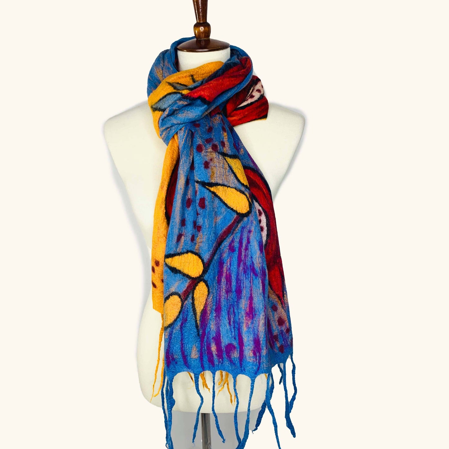 Pomegranate Vine Merino Wool Scarf - Fair Trade Nepal Artisan