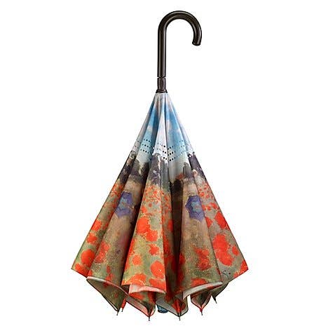 Enhanced Poppy Field Stick Umbrella Reverse Close