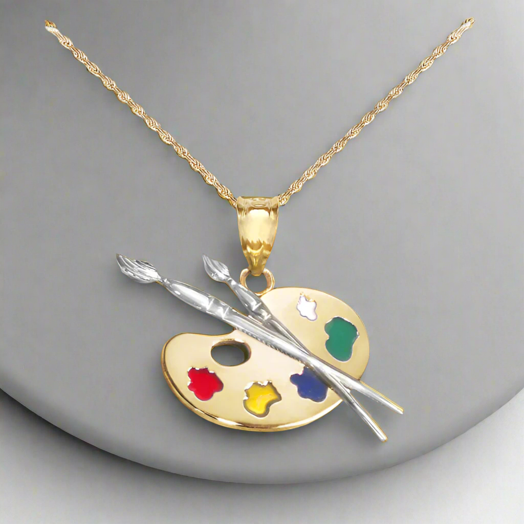 14k Gold Artist Palette Necklace