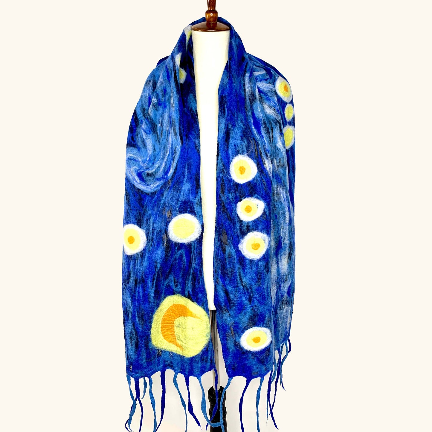 Van Gogh Starry Night Merino Wool Scarf - Fair Trade Nepal Artisan