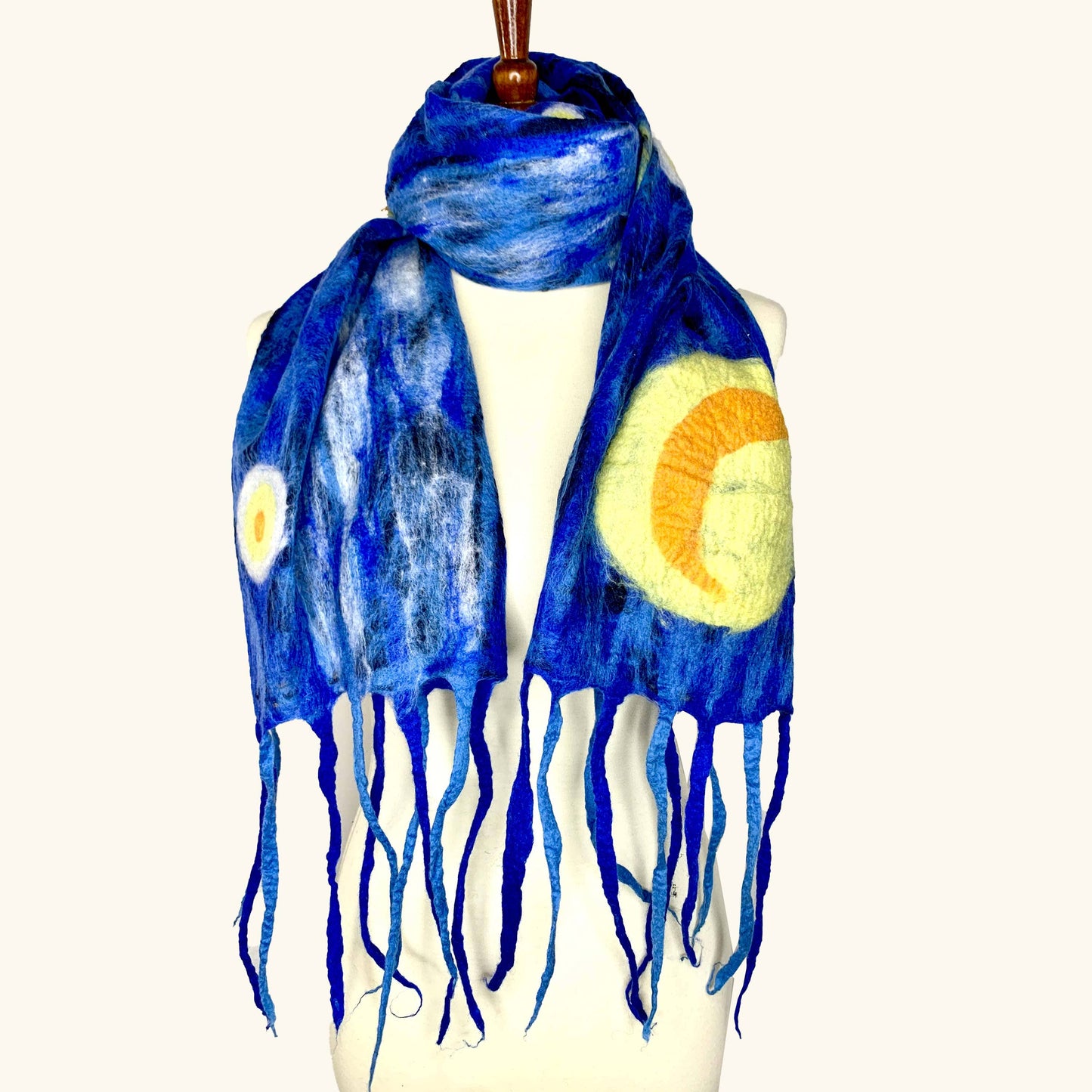 Van Gogh Starry Night Merino Wool Scarf - Fair Trade Nepal Artisan