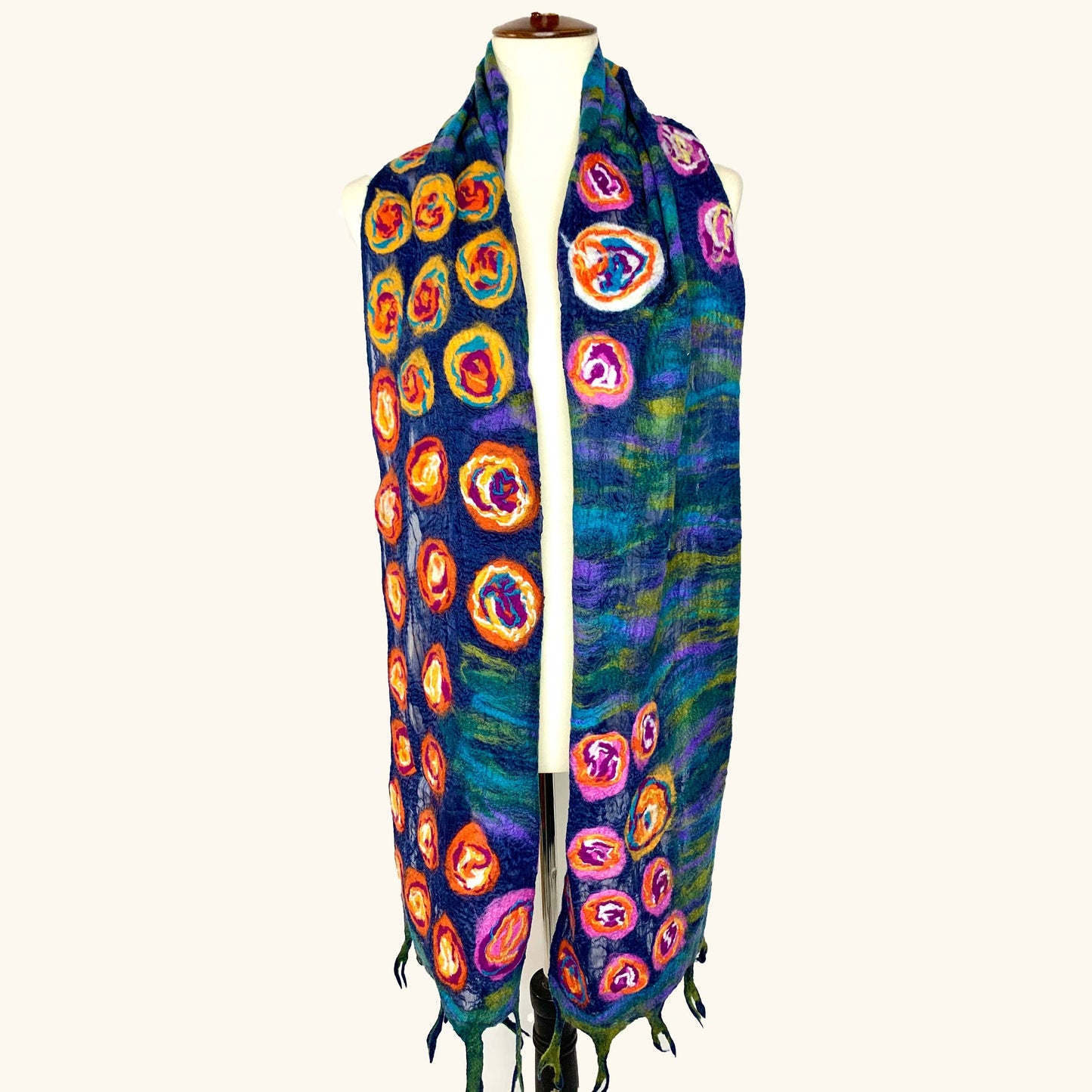 Handcrafted Monet Inspired Merino Wool Scarf - Fair Trade Nepal Artisan