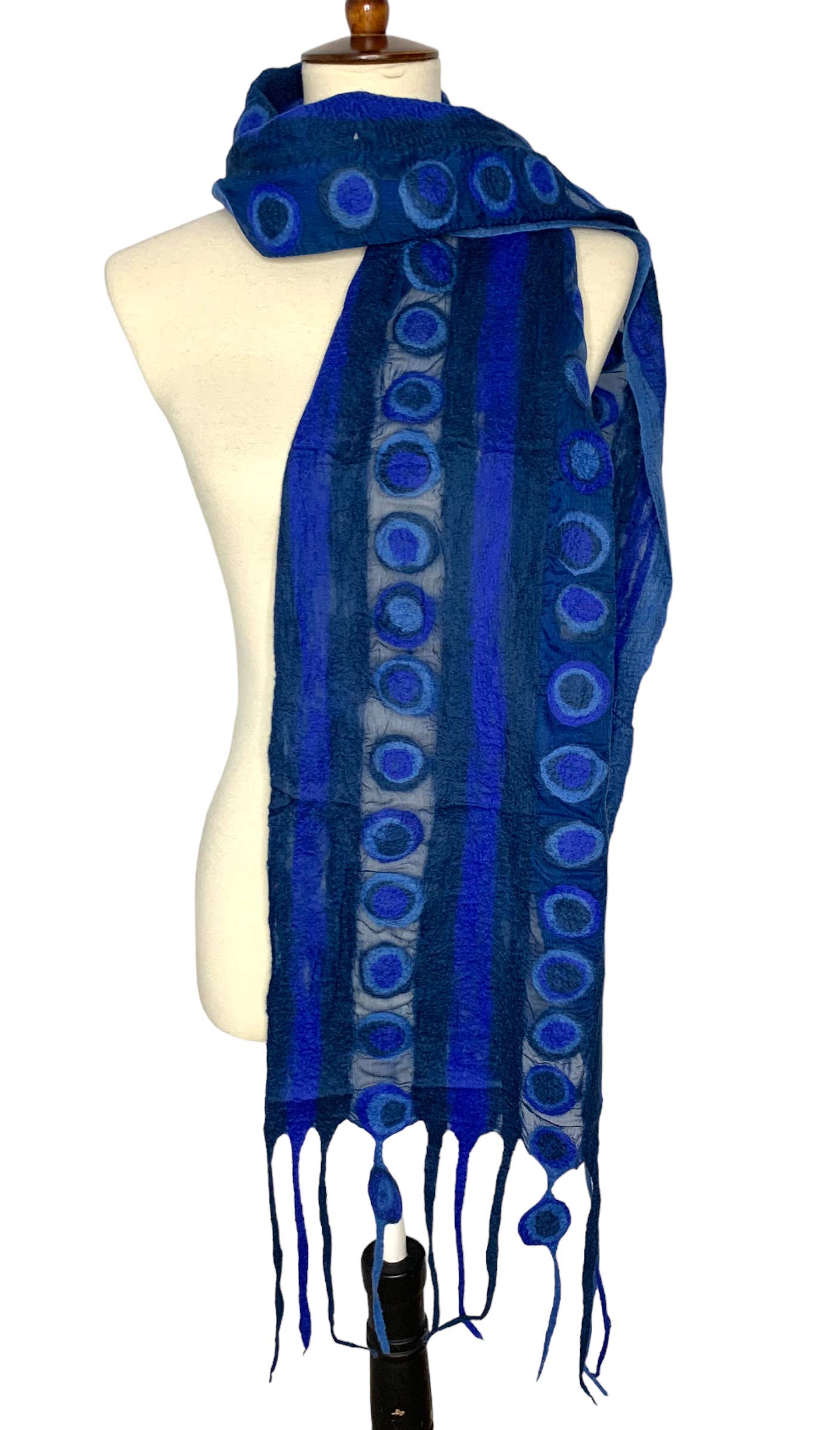 Handcrafted Stripes & Stones Merino Wool Scarf - Fair Trade Artisan Nepal