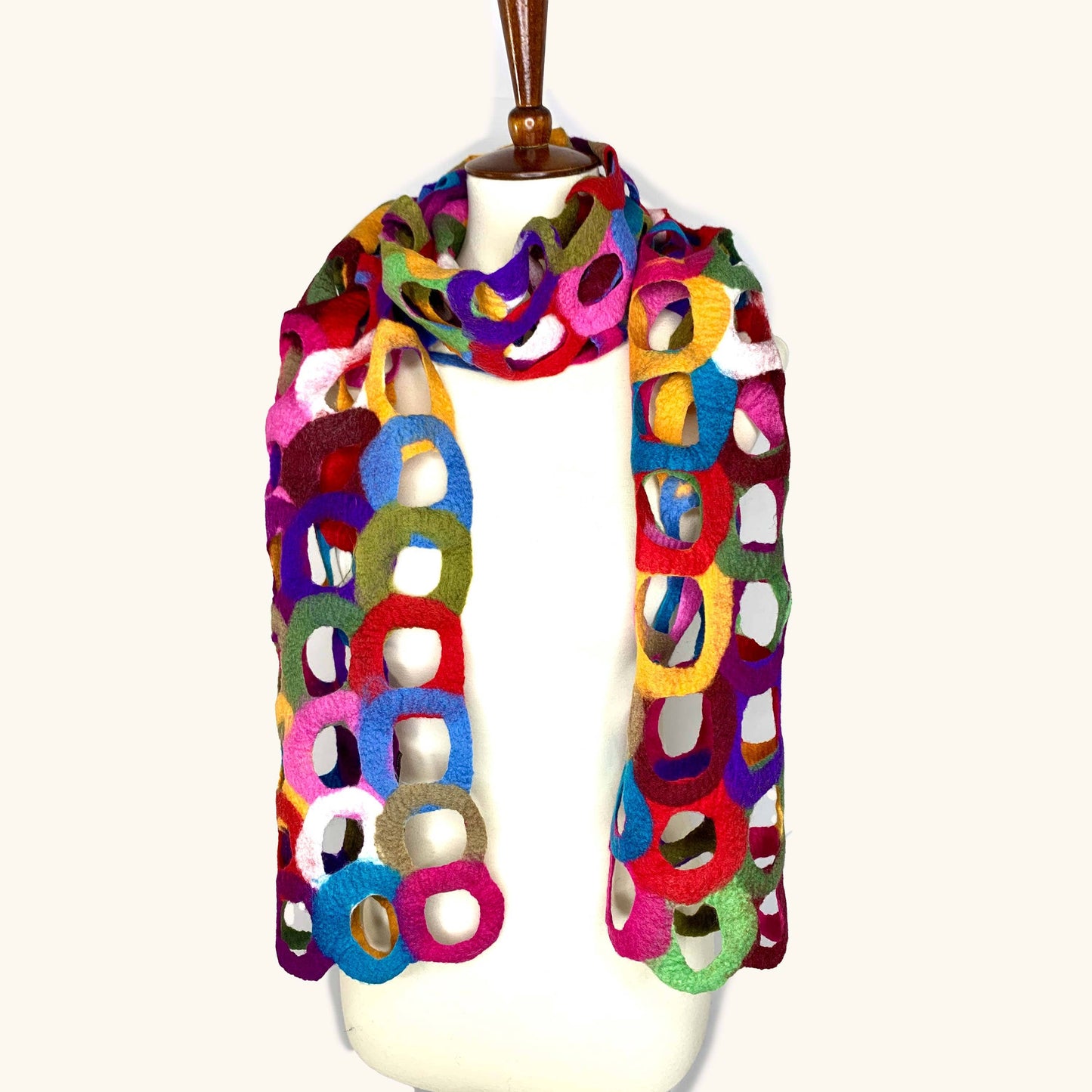 Handcrafted Ring Multicolor Merino Wool Scarf - Fair Trade Artisan Nepal