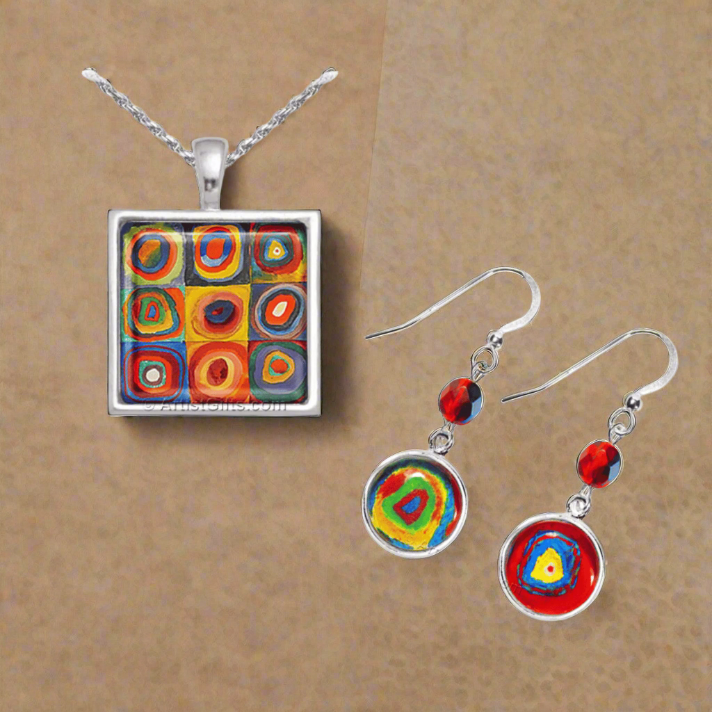 Kandinsky Abstract Art Glass Necklace