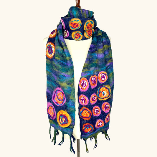Handcrafted Monet Inspired Merino Wool Scarf - Fair Trade Nepal Artisan