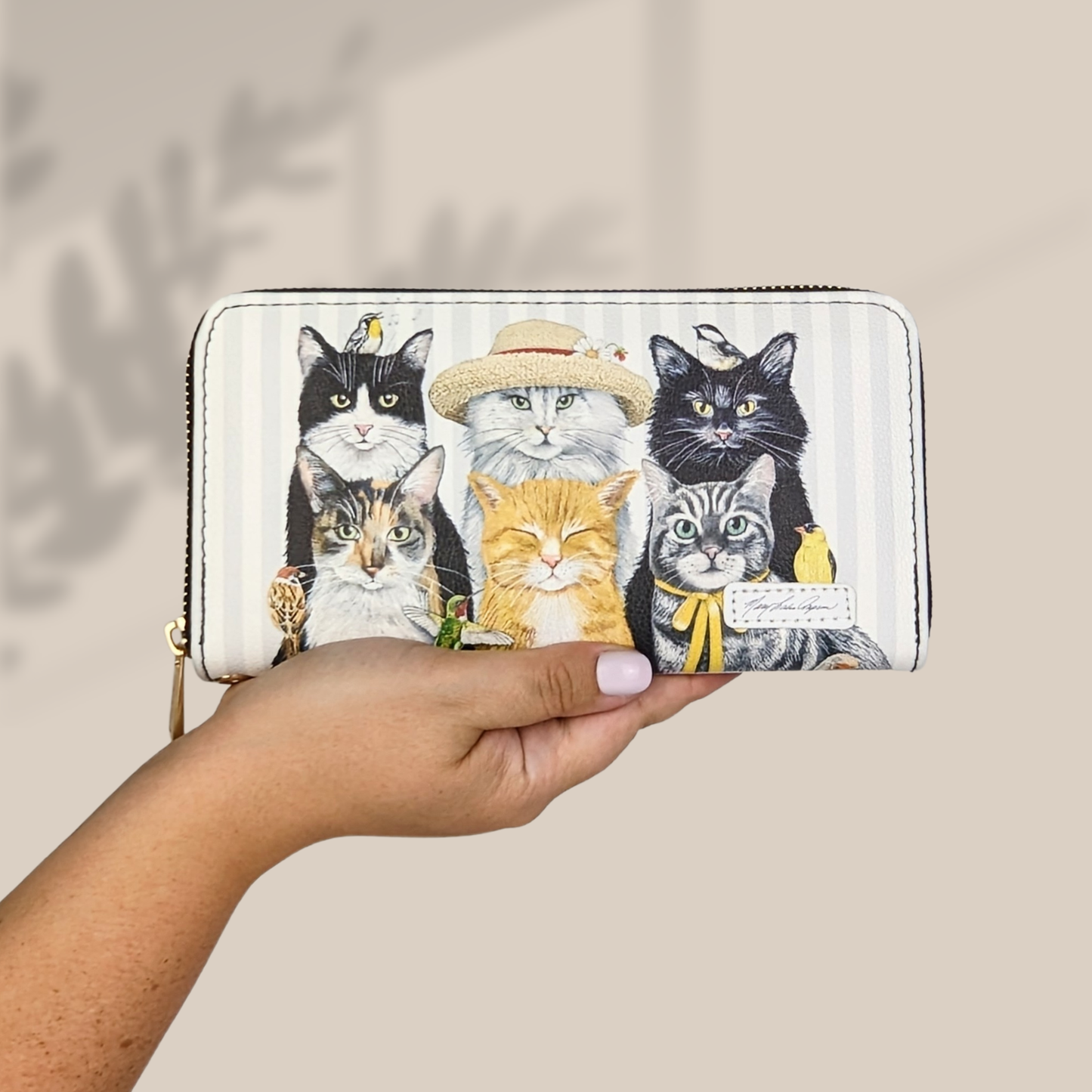Mary Lake Thompson Cats Wristlet Wallet - Artistic Vegan Leather Organizer