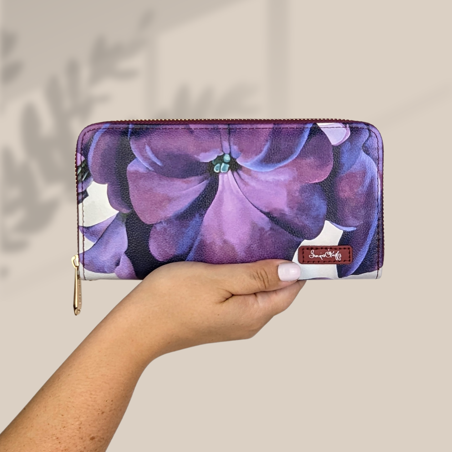 Georgia O'Keeffe Petunia Wristlet Wallet - Floral Art Vegan Leather Organizer
