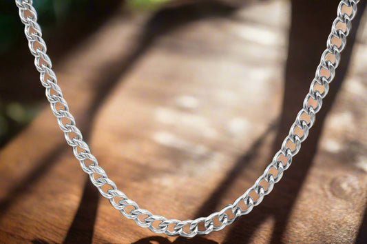 Men's 5mm stainless steel Miami Cuban link chain necklace with box lock.