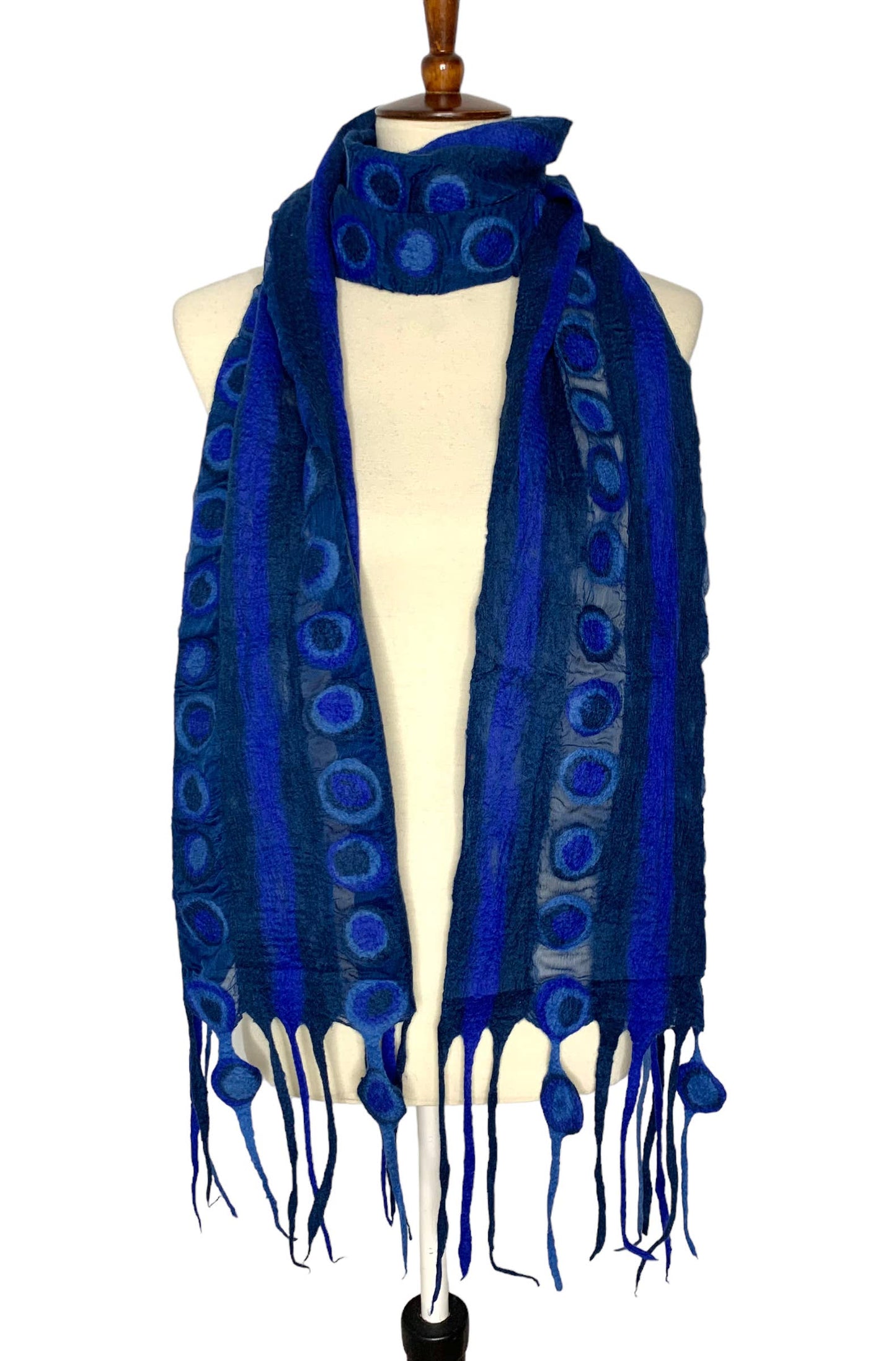Handcrafted Stripes & Stones Merino Wool Scarf - Fair Trade Artisan Nepal