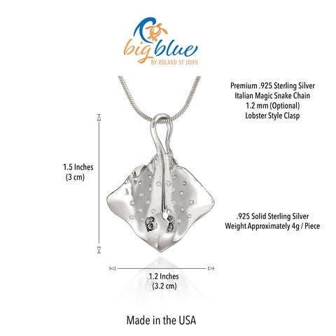 Double Sided Sterling Silver Stingray Pendant - Elegant Marine Jewelry
