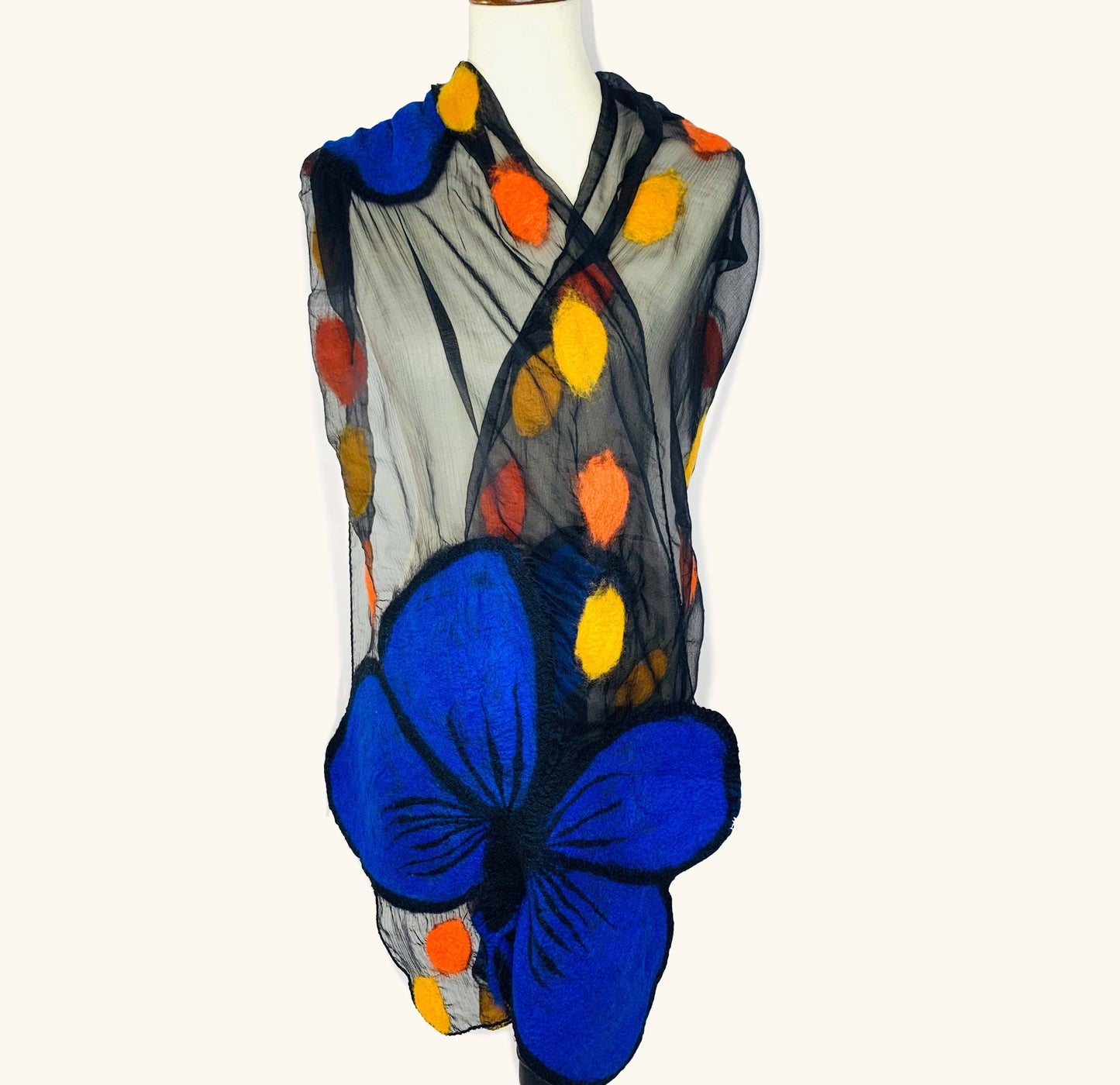 Blue Morpho Butterfly Merino Wool Scarf - Fair Trade Nepal Artisan