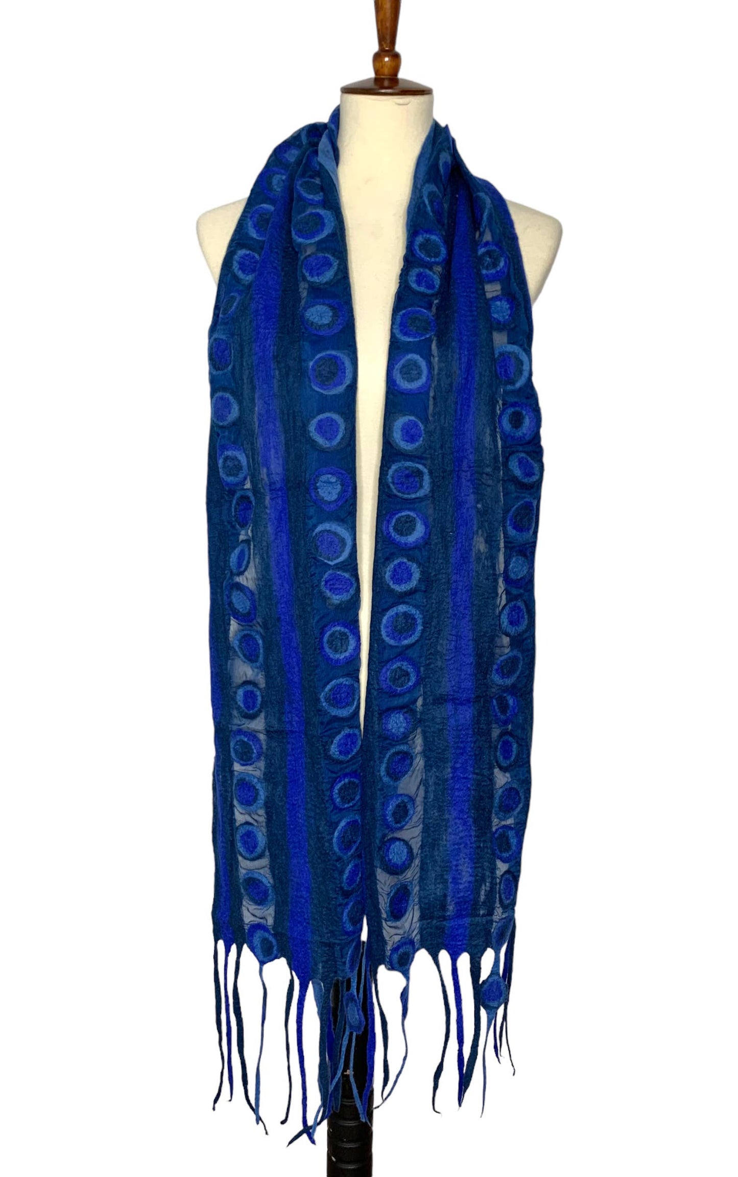 Handcrafted Stripes & Stones Merino Wool Scarf - Fair Trade Artisan Nepal