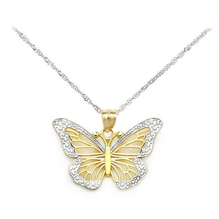 14k Gold Monarch Butterfly Necklace