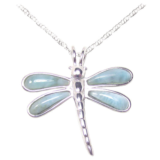 Silver & Larimar Dragonfly Necklace