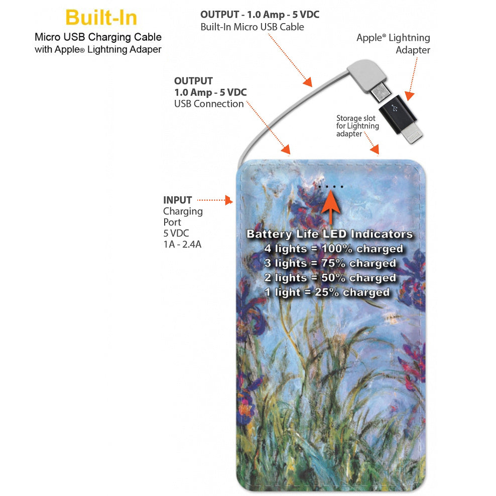 Monet Lilac Irises Portable Power Bank