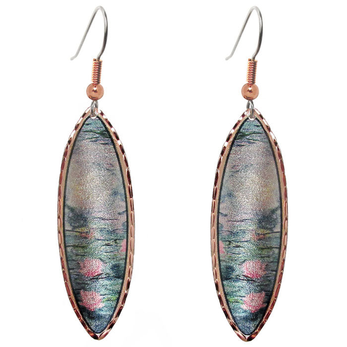 Monet Water Lilies Long Art Earrings