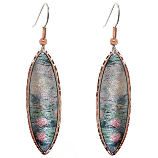 Monet Water Lilies Long Art Earrings