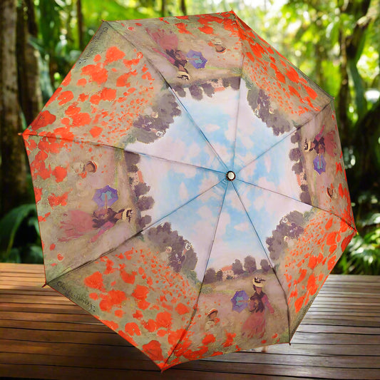 Monet Field of Poppies Folding Art Umbrella
