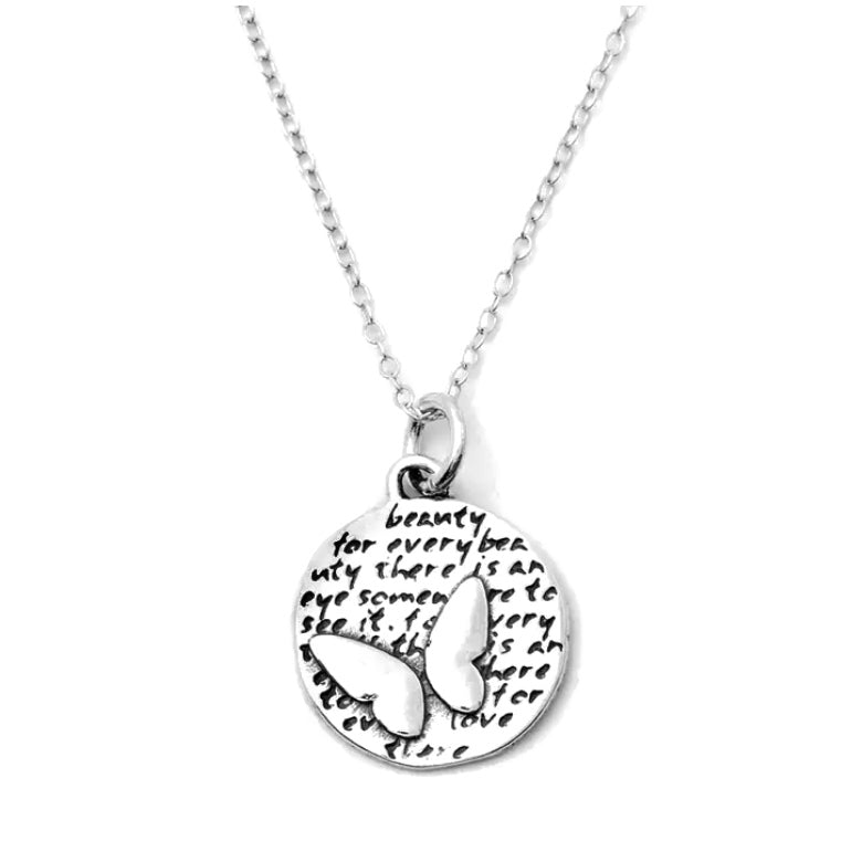 Inspirational Sterling Silver Butterfly Necklace
