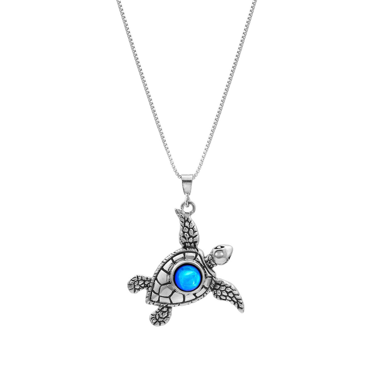 Blue Crystal Sterling Silver Sea Turtle Earrings