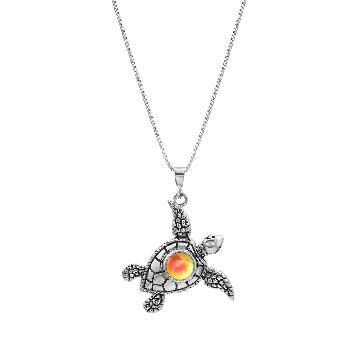 Fire Crystal Sterling Silver Sea Turtle Earrings