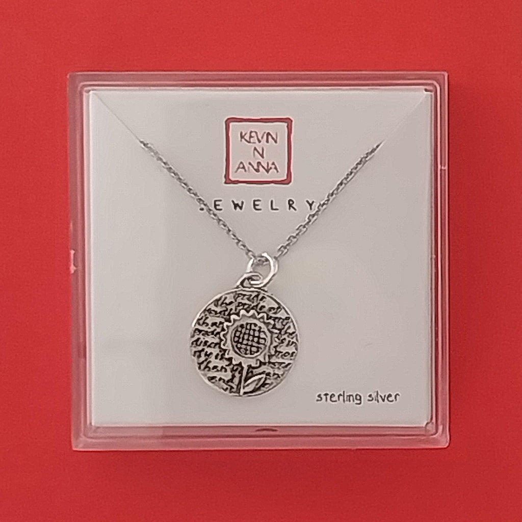 Inspirational Silver Sunflower Necklace Gift Box