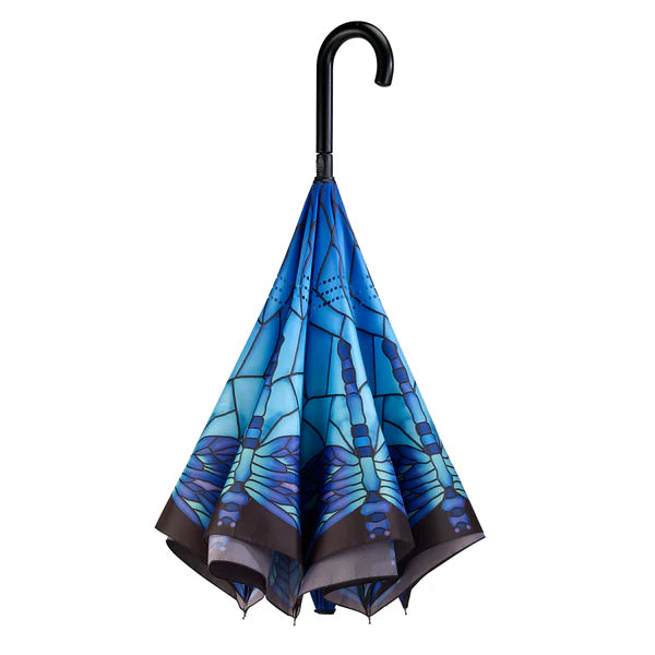Tiffany Stained Glass Dragonfly Umbrella Reverse Close