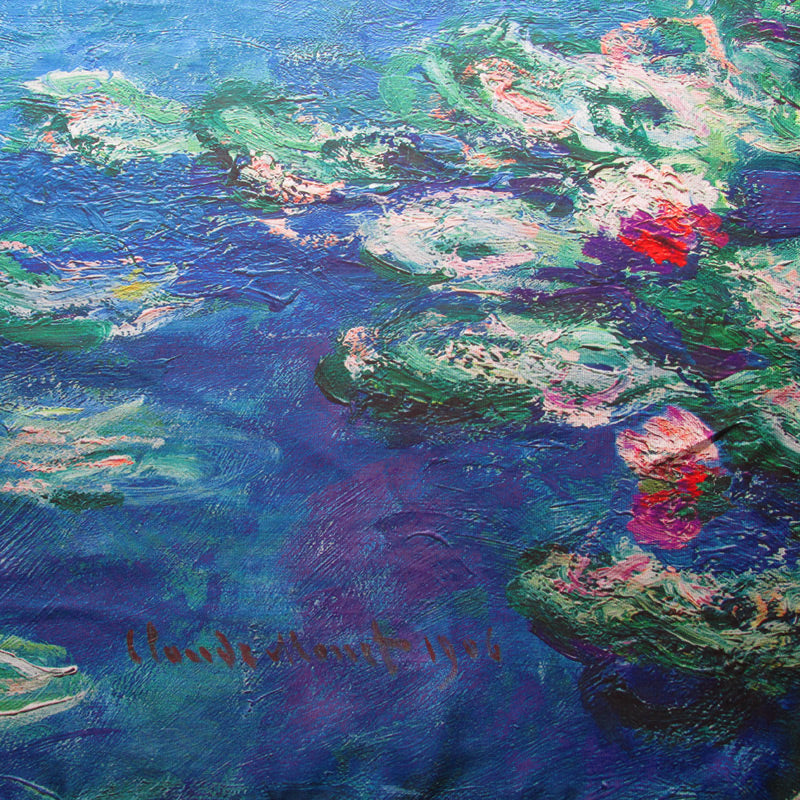 Close Up Detail of 1906 Monet Water Lilies Scarf