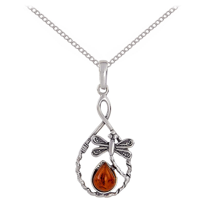 Amber Dragonfly Loop Necklace