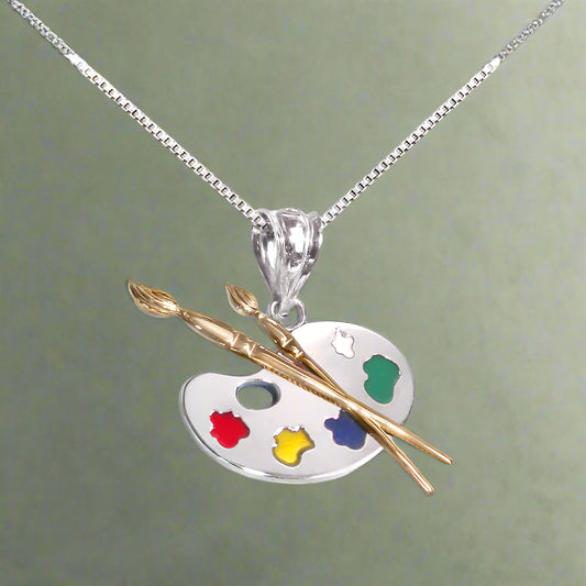 14k Gold and Sterling Silver Palette Necklace