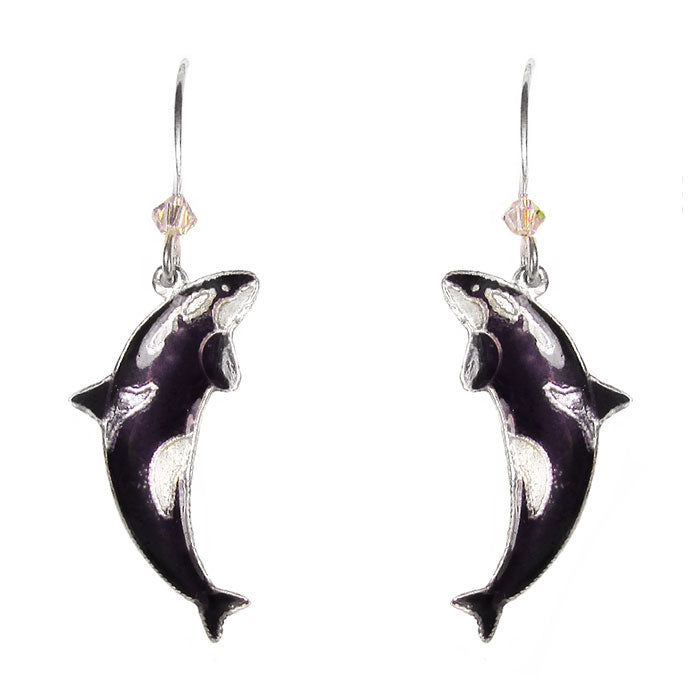 Cloisonne Orca Earrings