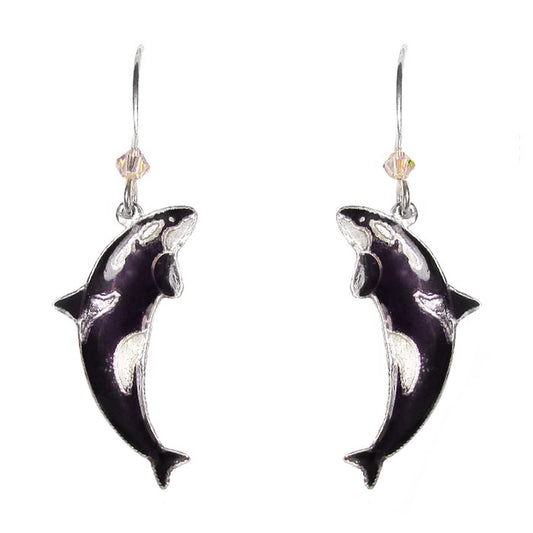 Cloisonne Orca Earrings