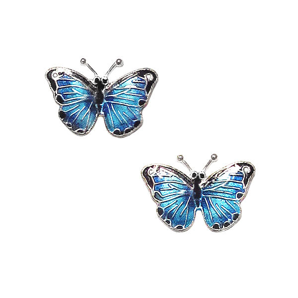 Blue Morpho Butterfly Post Earrings