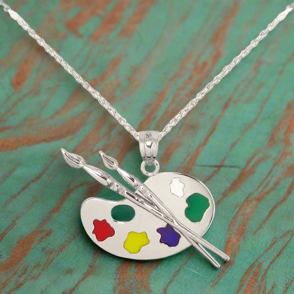 Artists Large Sterling Silver Palette Necklace