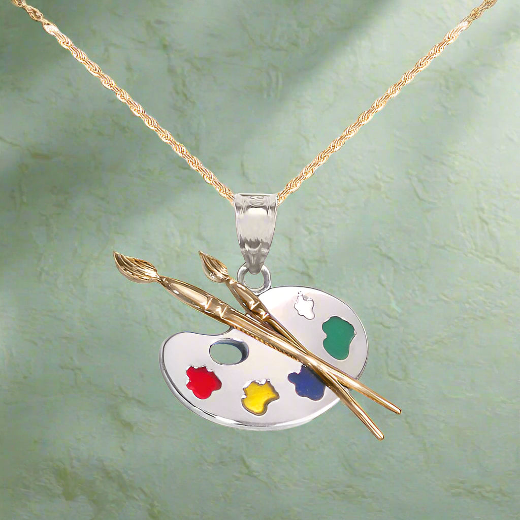 14k White Gold Palette Necklace