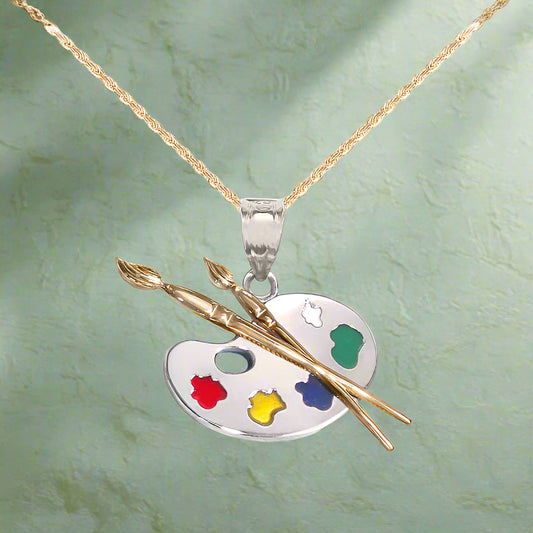 14k White Gold Palette Necklace
