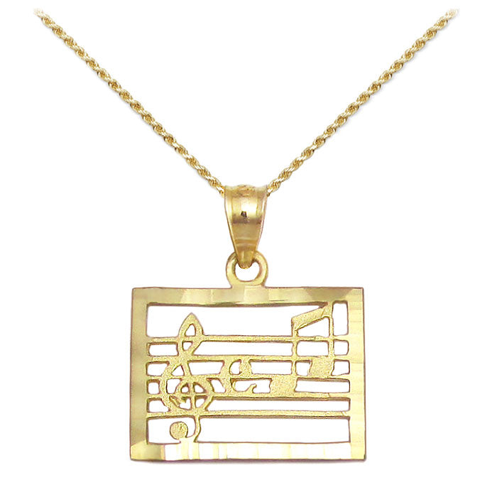 14k Gold Music Notes Necklace