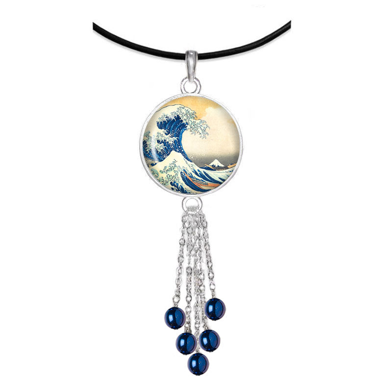 Great Wave Beaded Fringe Necklace, Sold Separately