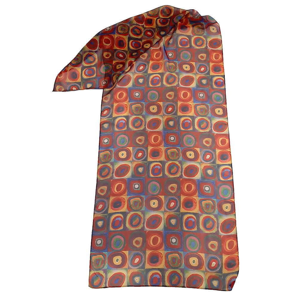 Kandinsky Squares w Concentric Circles Scarf long