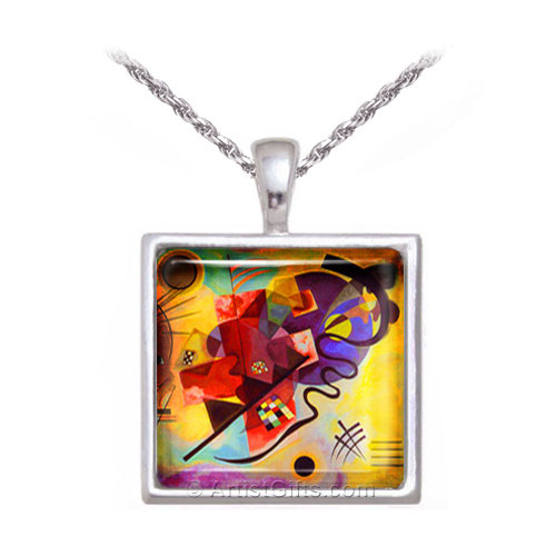 Kandinsky Art Necklace with Silver Chain