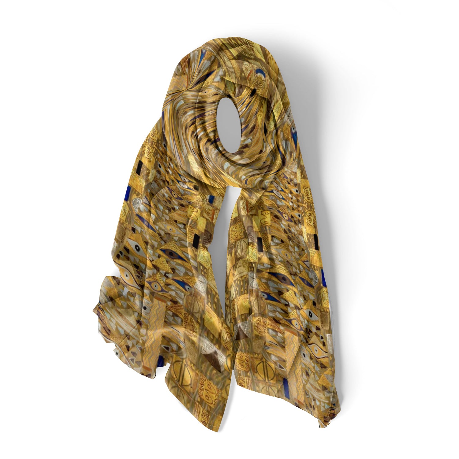 Portrait of Adele Gold Dress Klimt Art Scarf in Luxurious Satin Chiffon Portrait of Adele Gold Dress Klimt Art Scarf in Luxurious Satin Chiffon