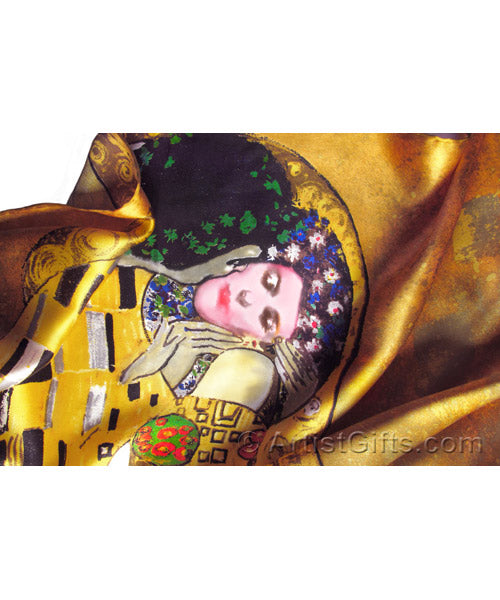 Close-up Detail of The Kiss Silk Scarf
