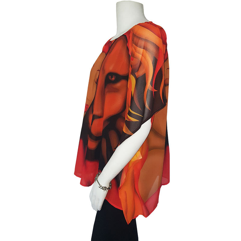 Side view of Lion Art Popover Top
