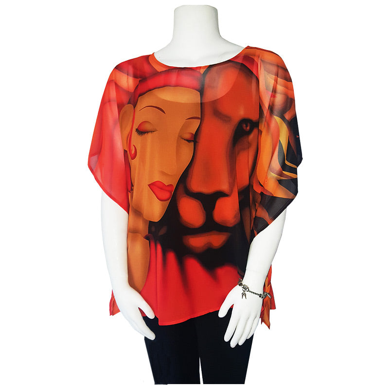 Lion Art Popover Top or Scarf