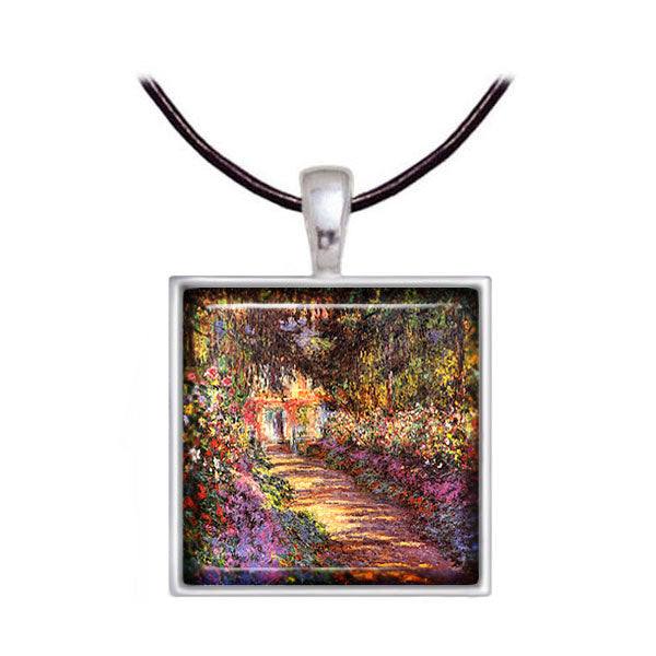 Monet Garden Pathway Necklace with Leather Cord 