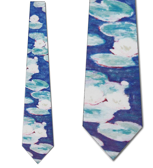 Monet Water Lilies Art Necktie - Closeup Views